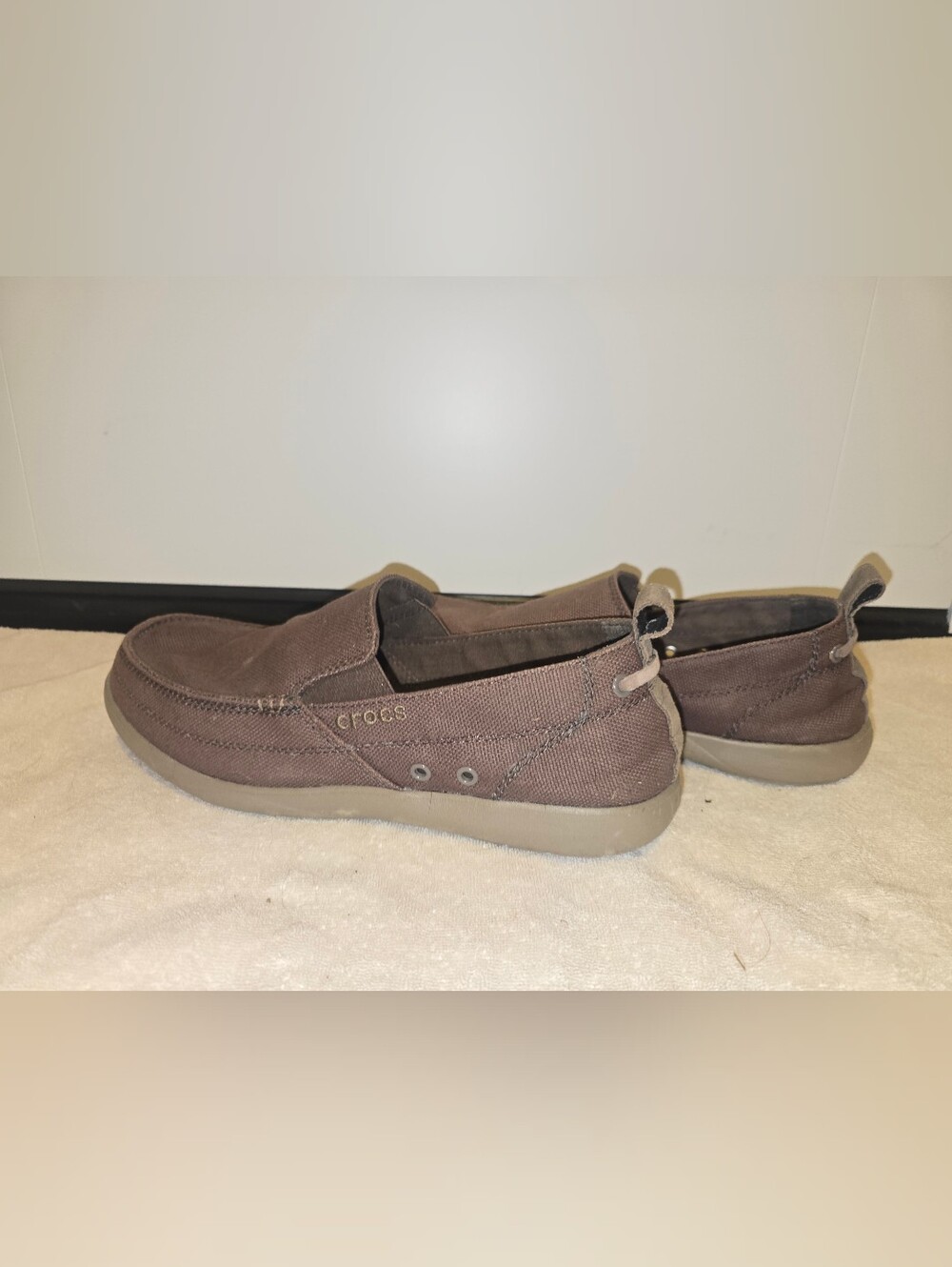CROCS Men's Brown Canvas Slip-On Loafers